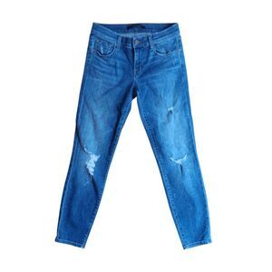 Cropped Skinny Jeans J Brand Mischief Blue Sz 25 Distressed Low Rise